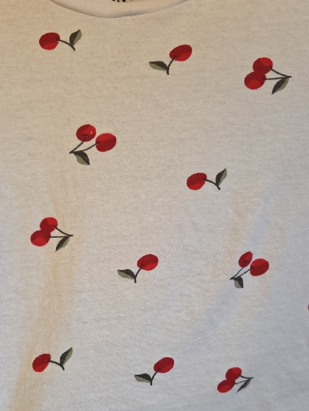 Cherry Print White Drawstring Crop Top - Picture 5 of 6